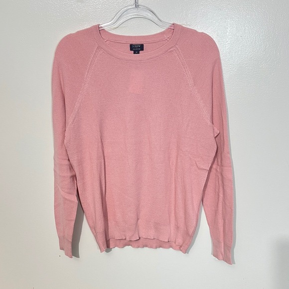 J.Crew Other - J.Crew Crewneck Sweater Mens Medium Pink 100% Cotton Textured Raglan CD617